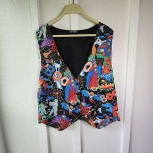 Vintage 111 Main Halloween Black Vest V Neck Spooky One Size